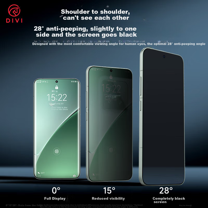 Защитная пленка DIVI для Xiaomi 14, гидрогелевая, антибликовая, с защитой от подглядывания, полноэкранное покрытие, HD Clear, защита от отпечатков пальцев и падений (2 шт.)