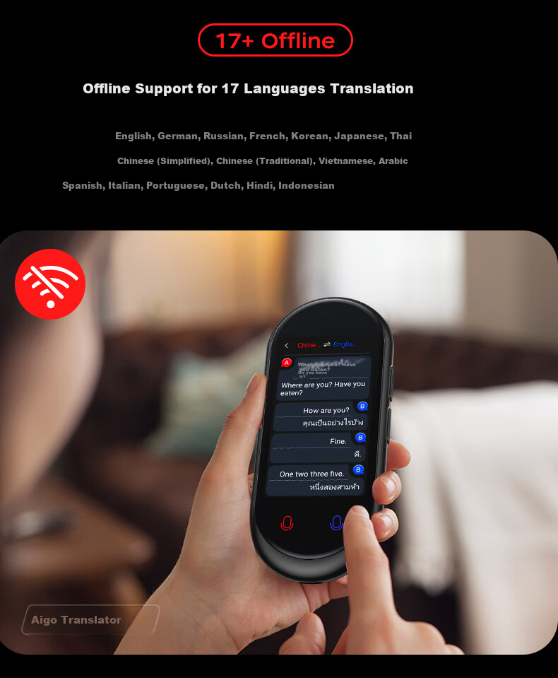 Aiguozhe Aigo Real-Time Translation Device, Multi-Language Offline Interpretation, Photo And Voice Translation, WiFi Connection, Smart Mini Portable Translator for Travel Abroad 4