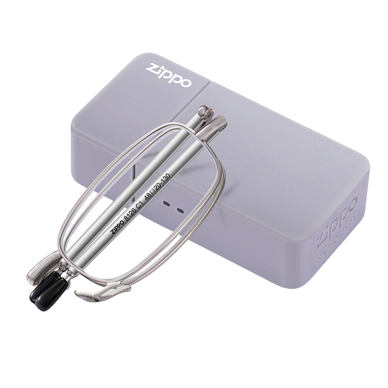 ZIPPO American Foldable Portable Reading Glasses, Ultra-Light Imported Brand, High-Definition Anti-Blue Light Eyewear, New Men's And Women's Styles, Silver, 200 Degrees