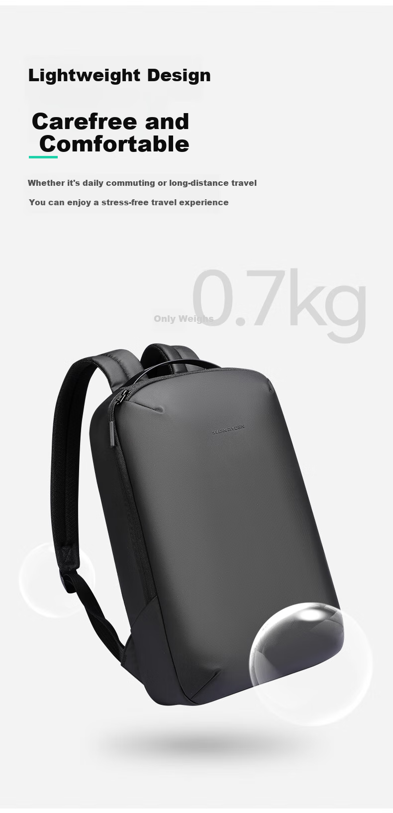 MARK RYDEN Laptop Backpack, Business Travel Bag for Commuting, 15.4-Inch Notebook Backpack, School Bag MR2408 Elegant Black 10