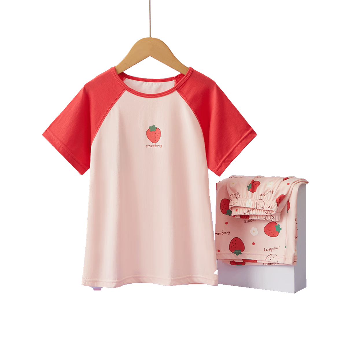 DEESHA [7A Antibacterial Cotton Mesh Jacquard] Girls' Lightweight Short-Sleeve Pajamas, Soft Cotton Skin-Friendly Air Conditioning Wear