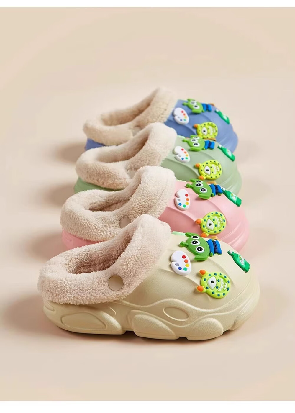GUOLUOFEI Kids Cotton Slippers Indoor Home Autumn Winter Plush Waterproof Cotton Shoes for Boys and Girls, Brown, Size 35-36 10