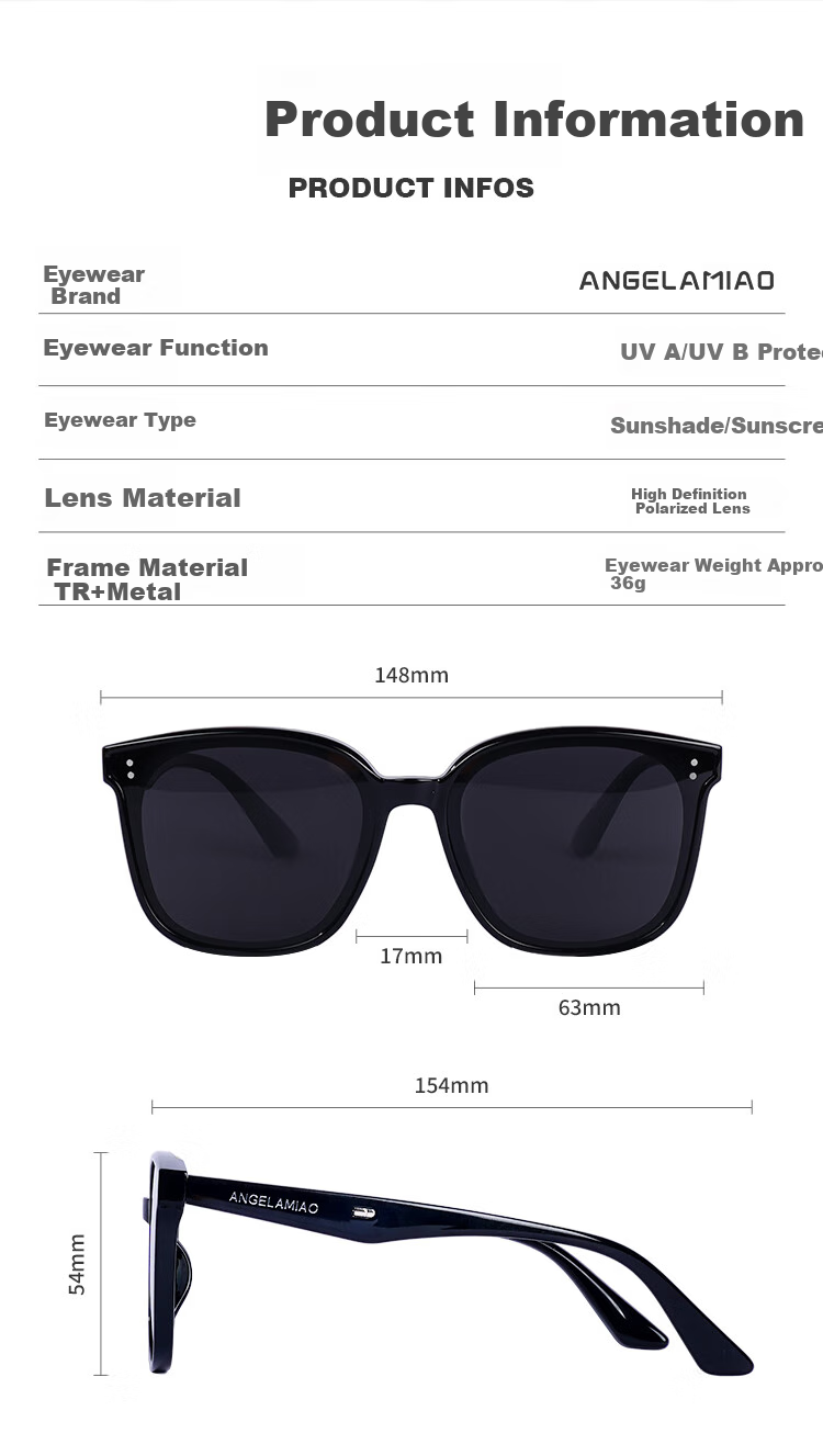 Angelamiao Women's Polarized Sunglasses, Classic Fashionable Large Frame, Face-Slimming Effect, Driving Protection, Valentine's Day Gift 11