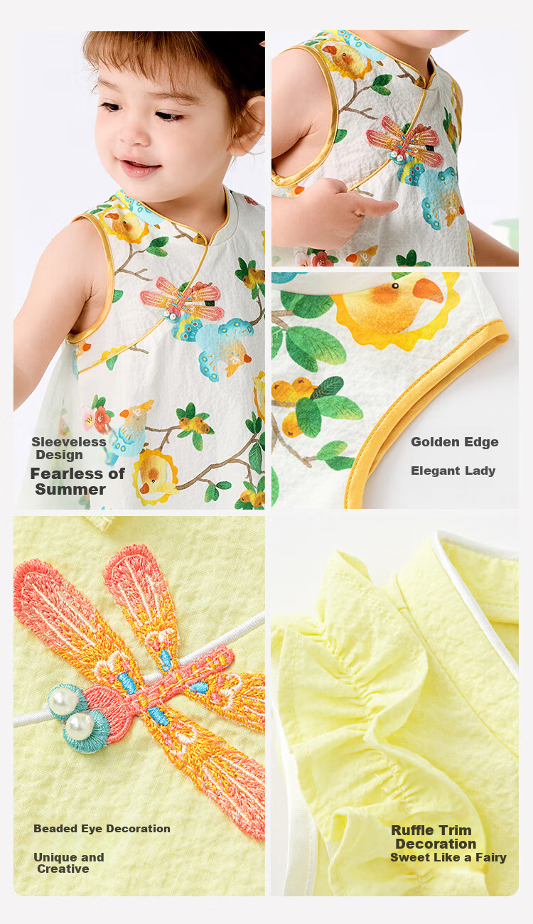 BALABALA Children's Dress, Girls' Skirt, Baby Princess Dress, 2025 Summer Collection, Chinese Style, Exquisite, 208225111009 5