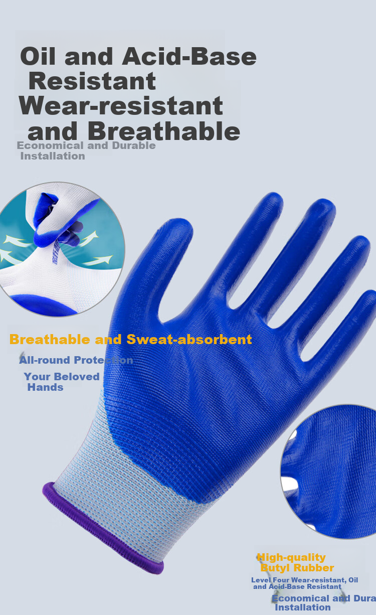 Xinyuechanghui Nitrile Coated Work Gloves, Non-Slip Wear-Resistant Palm Coated Gloves, Thickened Protective Work Gloves for Men And Women, 12 Pairs/pack, B11440 Genuine Product 6