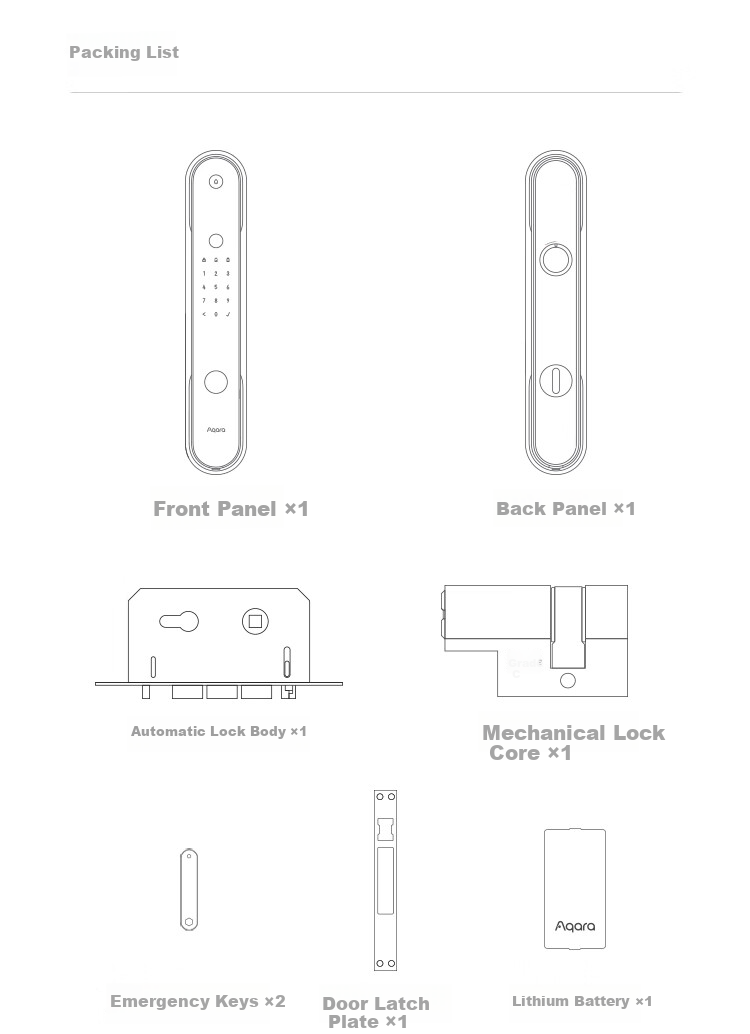 Aqara Smart Door Lock D100 Fully Automatic Sliding Fingerprint Lock, Integrated with Mijia APP/iOS HomeKit, Carbon Black 26