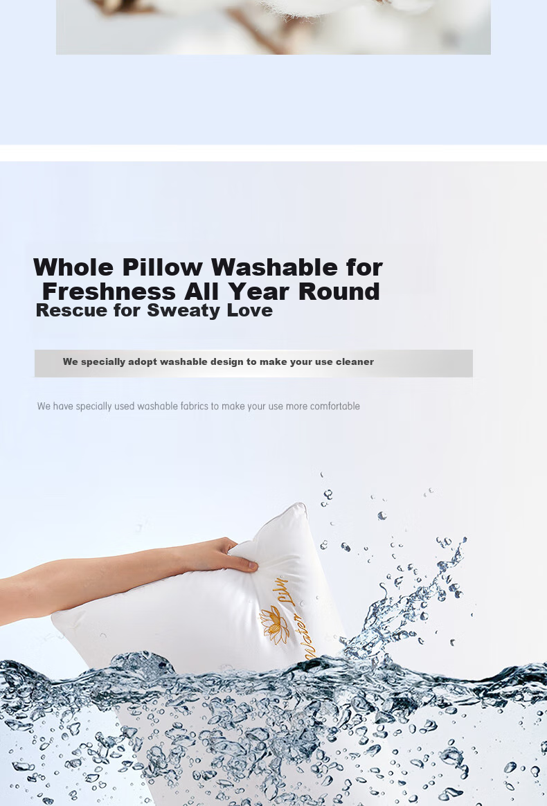 BEYOND Home Textile Pillow Core, Washable All-Cotton Embroidered Soft Pillow Core, Low Pillow Stand Tall Style Pair Set, Lianyi 48*74cm 6