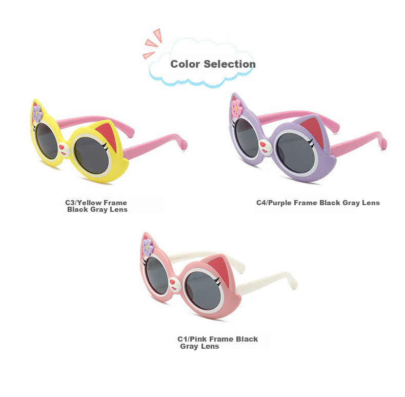 DRATRA Children's Sunglasses with 3D Design, Cute Cartoon Cat-Shaped Sunglasses for Boys And Girls, Baby Glasses, Father's Day Gift 2