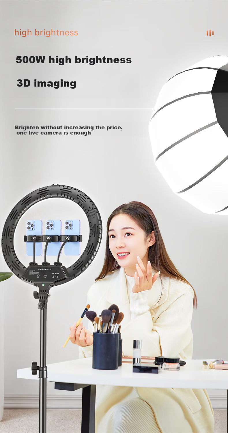 Jimantu Live Streaming Fill Light, 500W Indoor Studio Photography COB Light, Specially Designed for Streamers, Live Broadcast Room, Spherical Deep Mouth Grid Reflector, Parabolic Softbox, Video Shooting Sun Lamp 3