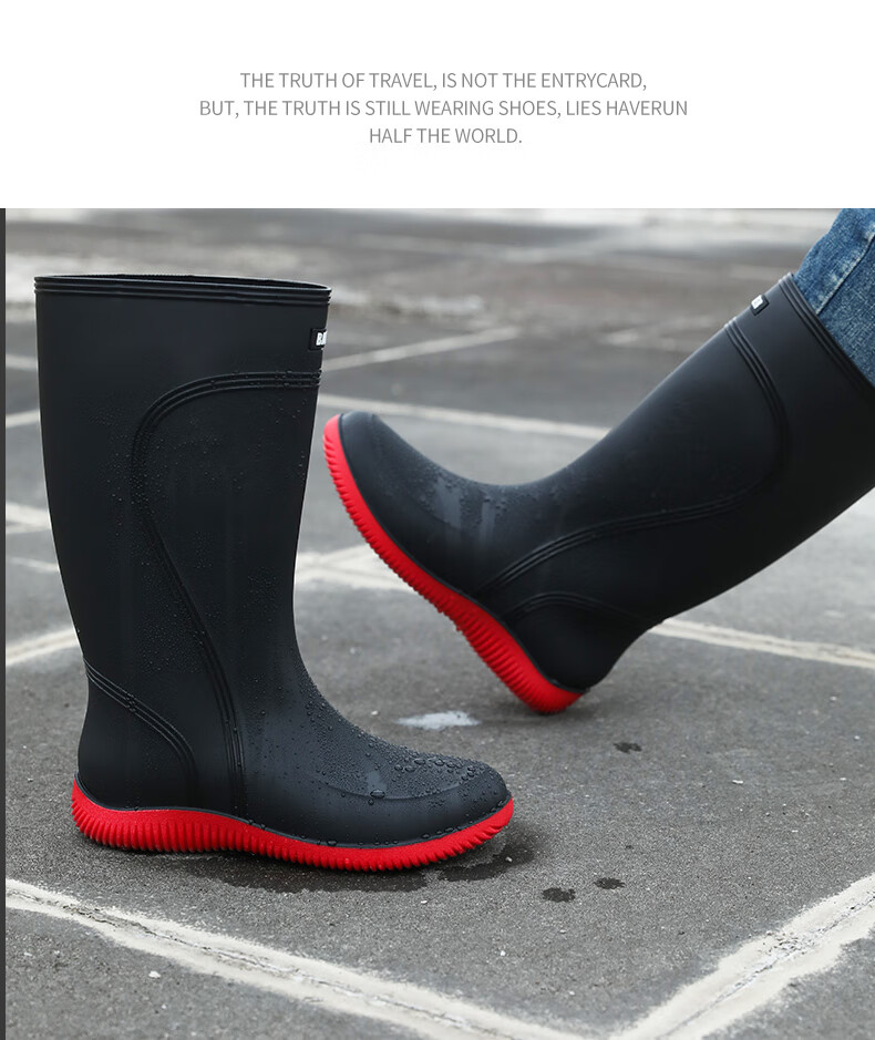 FOOTOPPO High-Top Rain Boots for Men, Non-Slip Waterproof Boots, Durable Overshoes, Outdoor Work Safety Water Shoes, Rubber Shoes for Me 15