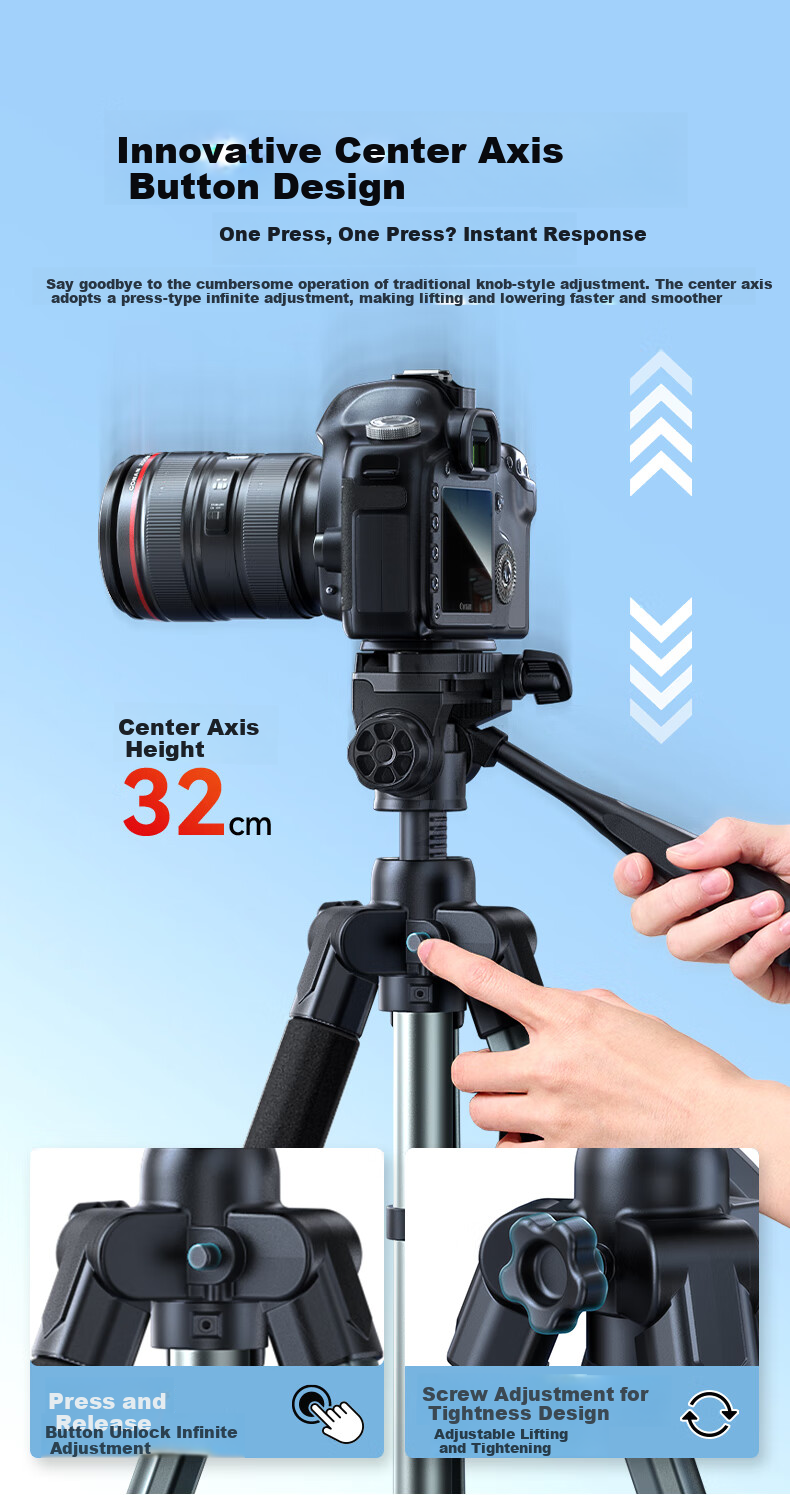 Llano Camera Tripod for DSLR, Mirrorless, Smartphone And Action Cameras Professional Grade Support Suitable for DJI Pocket 3, Fuji, Nikon, Sony Anti-Shake Shooting Tripod Portable Live Streaming 6