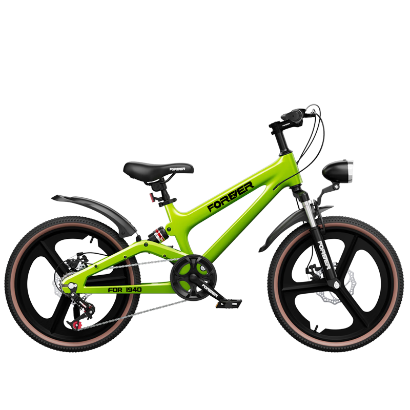 FOREVER Children's Bicycle Boys 6-12 Years Magnesium Alloy Gear Mountain Bike Youth Student Bike 18 Inch Green