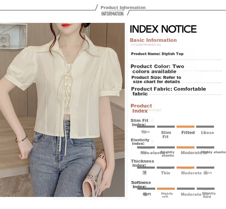JEANSWEST Women's Summer 2025 Loose Puff Sleeve Short Sleeve Crop Shirt White L 9