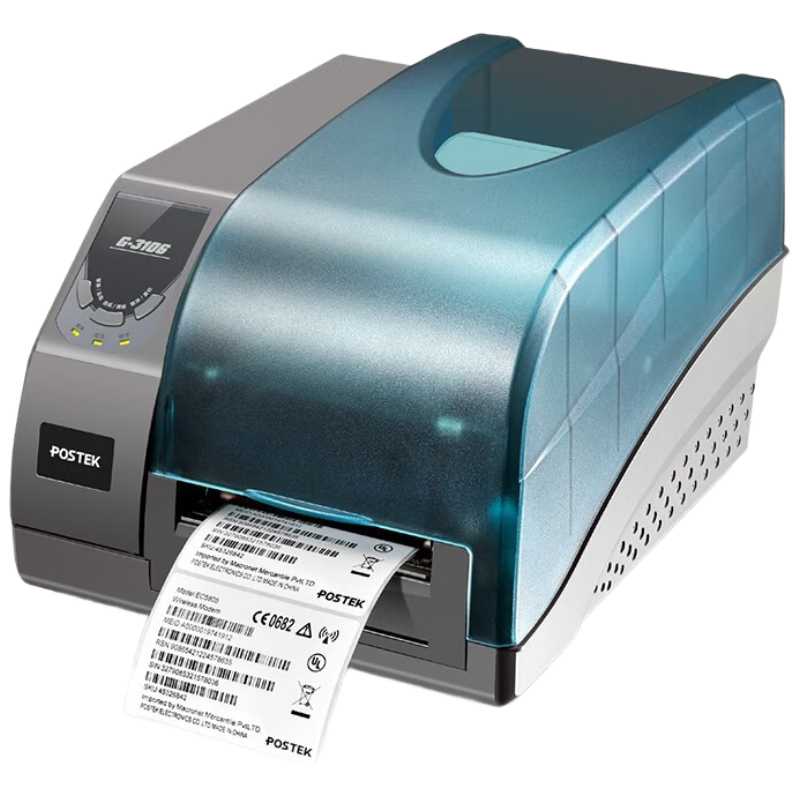 POSTEK G Series Industrial-Grade Label Printer Thermal Transfer Fixed Asset QR Code Price Sticker Barcode Printer G2108 (203dpi) with Labels And Ribbon Cartridge