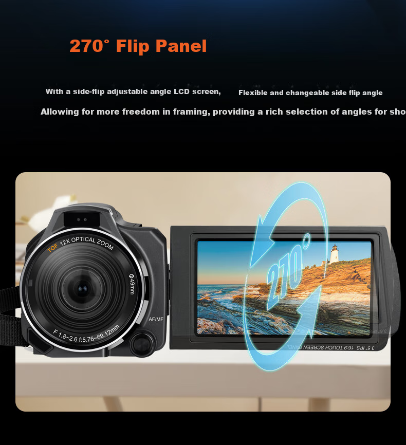 ORDRO XV80 Camera, 5K Ultra-High Professional Live Streaming And Recording Device, 12x Optical Zoom, Conference Vlog Short Video Home DV All-In Camera 13