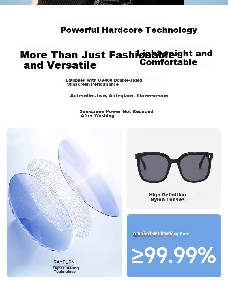 FENCHI GM Sunglasses for Women, 2025 Summer High-End Ins Style Men's Sunglasses, Black Frame with Gray Lenses [High-Definition Version], Qixi Festival 3