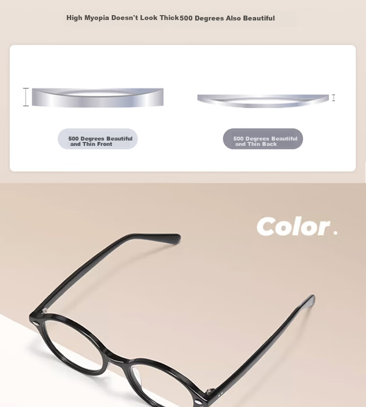 LOHO Small Round Frame Myopia Glasses with Blue Light Protection, Radiation Protection, Prescription Available, Ultra-Light Frame, Artistic And Fashionable Men's Style 4