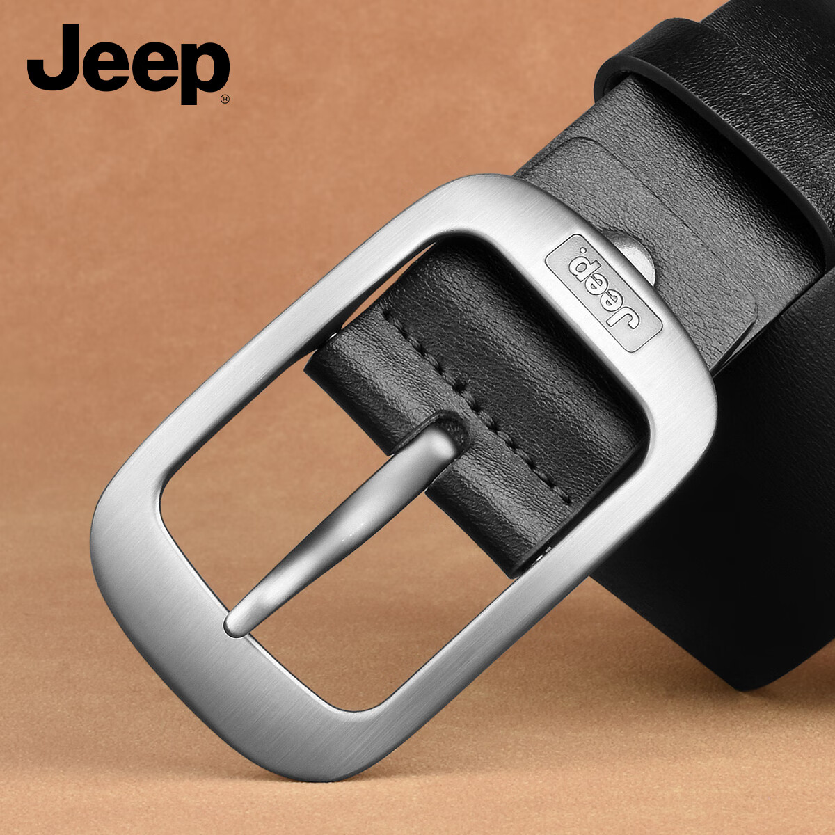 JEEP Leather Belt for Men, Fashionable Casual Pin Buckle Trouser Belt, Genuine Cowhide Waistband, 2026 Model, Birthday And Holiday Gift for Boyfriend Or Husband