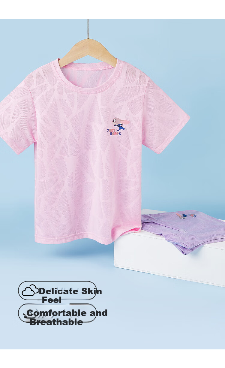 Disney Girls' Quick-Dry Shirt, Summer 2026 Breathable Sports Short-Sleeve T-Shirt, Children's Mesh Short-Sleeve PBZPY0027, Purple, Size 140 4