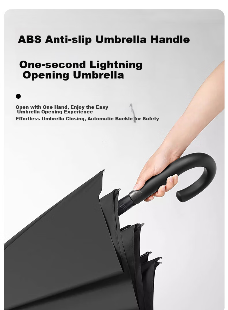 RUMBRELLA All-Weather Umbrella, Long Handle, Large Size, Reinforced And Thickened, Storm-Resistant, High-End Business Straight Handle Red Umbrella for Three People 4