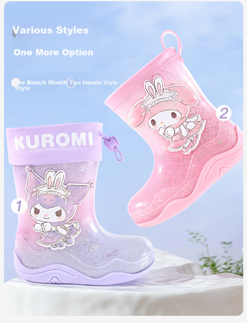 Hello Kitty Children's Rain Boots for Girls, All-Season Non-Slip Mid-Calf Waterproof Shoes for Toddlers And Kids, 252637 Juejue Purple, Size 21 3