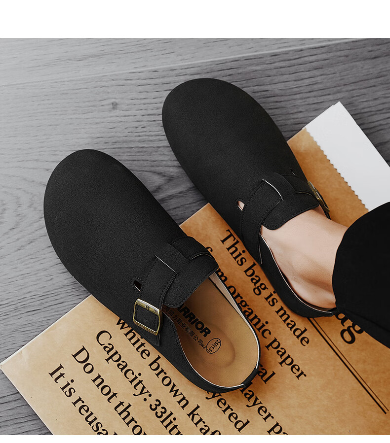 Warrior Men's New Birkenstock Style Slip-On Casual Half-Slip Toe Shoes Black 13