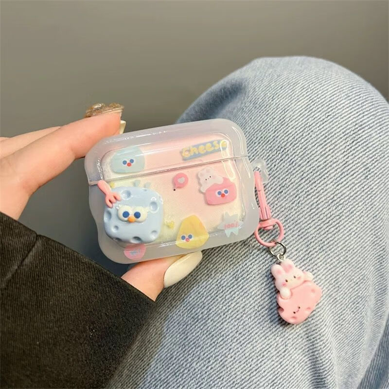 Beiyipin Ins Gradient Cute Blue Cheese Case for AirPods 2nd Generation Apple Earphones, Compatible with Bluetooth 1st And 2nd Generatio 5