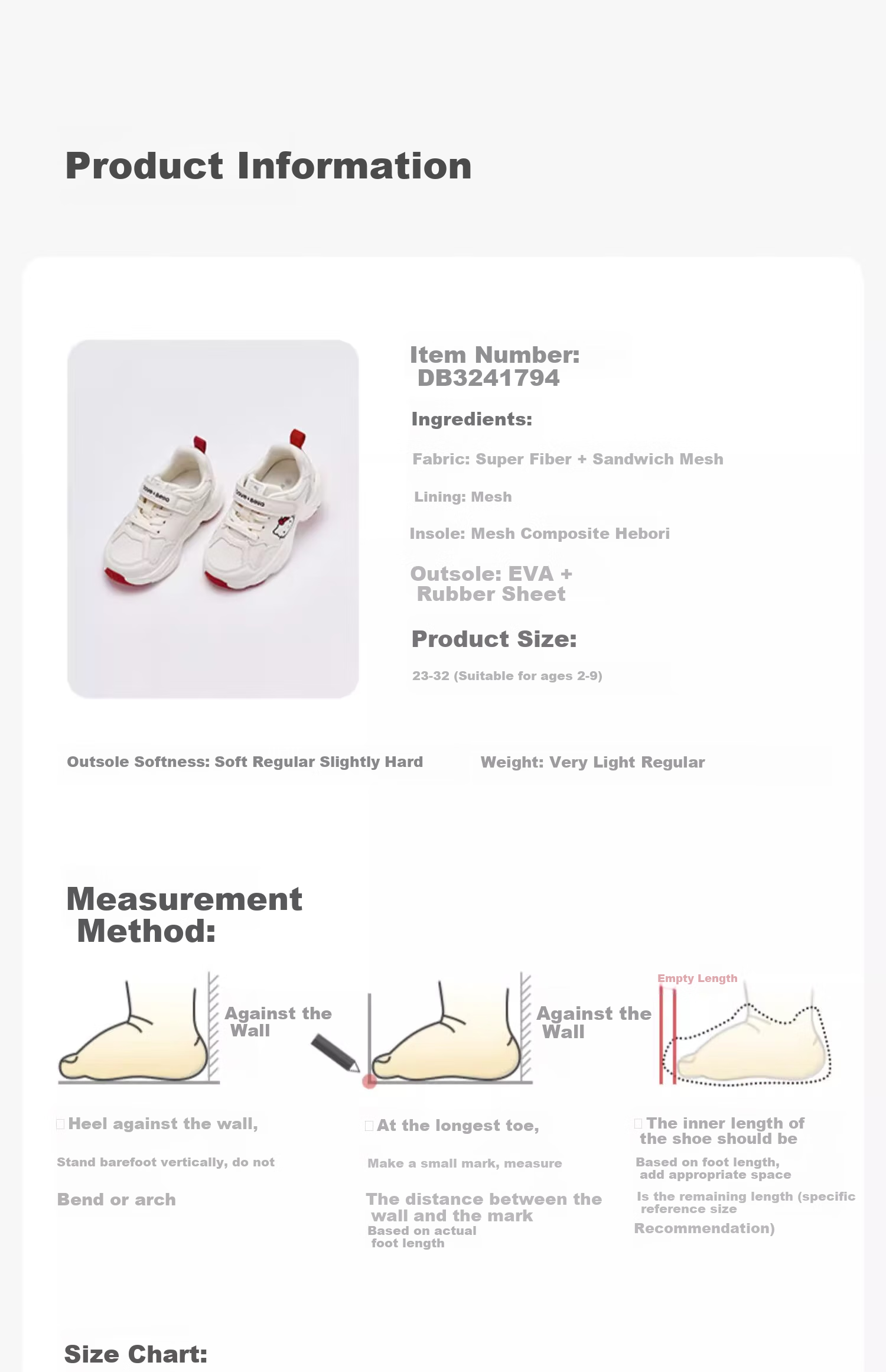 DAVE & BELLA Hello Kitty Collaboration Children's Sneakers Spring And Autumn Girls' Shoes White Sneakers 12