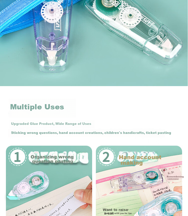 Lepusheng Dot Glue, Point-Shaped Double-Sided Tape with Replaceable Core, Correction Tape-Style, Strong Adhesive High-Viscosity Tape for Students, Point-Shaped Glue for Journaling, 218 Blue 7