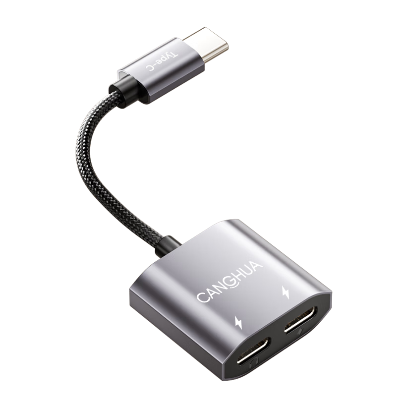 CangHua Apple 17/16/15 Earphone Adapter Type-C to 3.5mm Audio Converter 2-in-1 PD 60W Fast Charging for iPhone 15/16/17 iPad Huawei