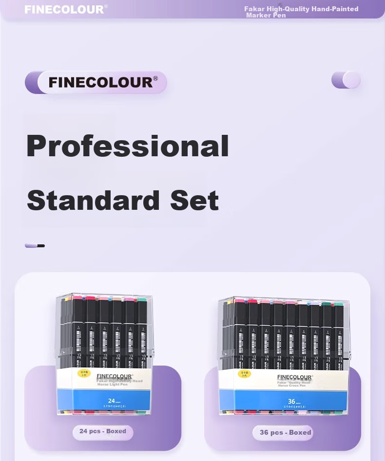 FINECOLOUR 3rd Generation Alcohol-Based Dual-Tip Markers, 48 Colors, Transparent Pen Case Set, Art Sketching Watercolor Pens, Art Education Drawing Pens 2