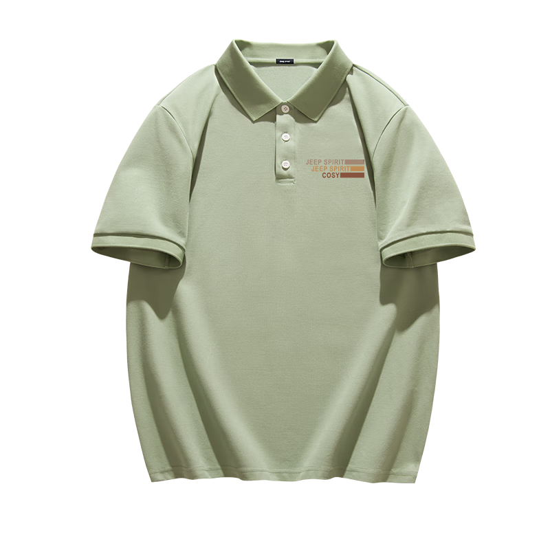 JEEP SPIRIT Polo Shirt for Men, Summer Casual Collared Business Quick-Dry Breathable Short-Sleeve Trendy Menswear, Gray-Green, 2XL