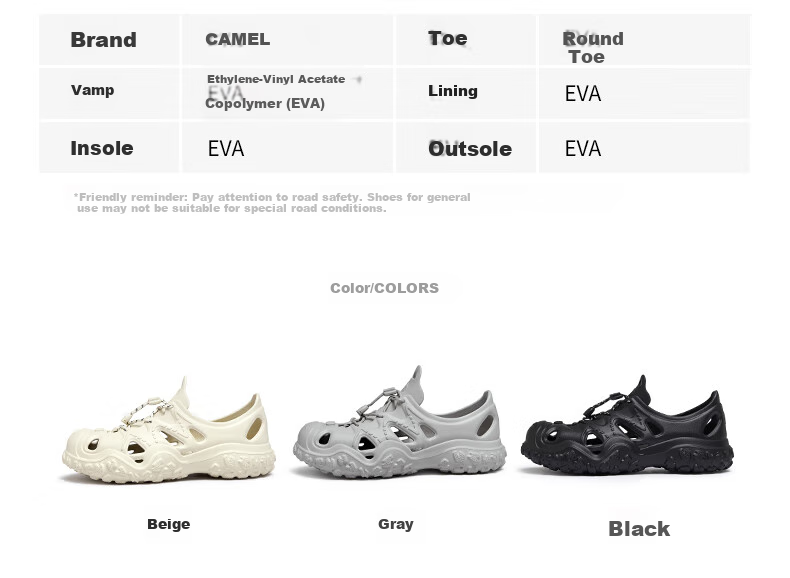 Camel Men's Breathable Outdoor Beach Sandals Thick Sole Closed Toe Water Wading Shoes L25M162035M Beige Size 44 18