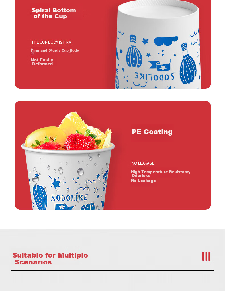 Sodolike Shangdao Disposable Paper Cups, 230ml Thick Paper Cups, Full Box of 1000 Pieces, Office Business Home Water Cups 9