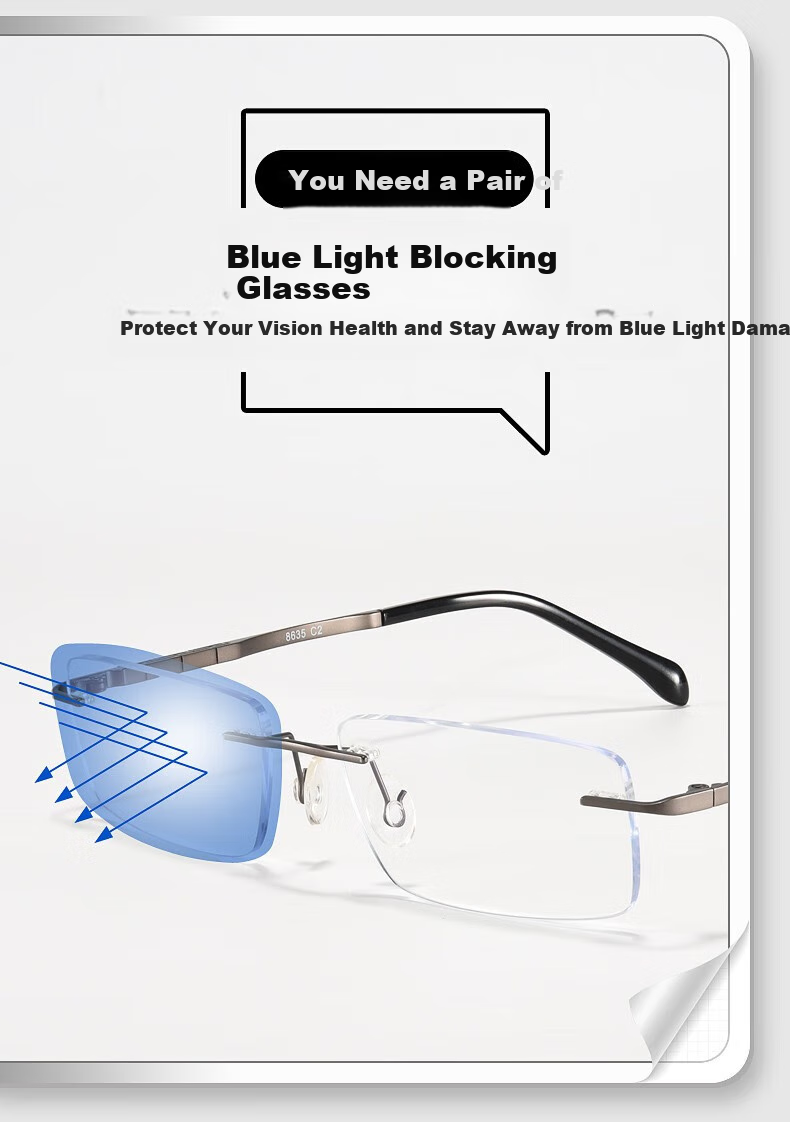 Chuangguo Japanese Imported Reading Glasses, High-End Pure Titanium Eye Protection Brand, Frameless, High-Definition, for Men's Driving, Anti-Blue Light, Authentic Product 11