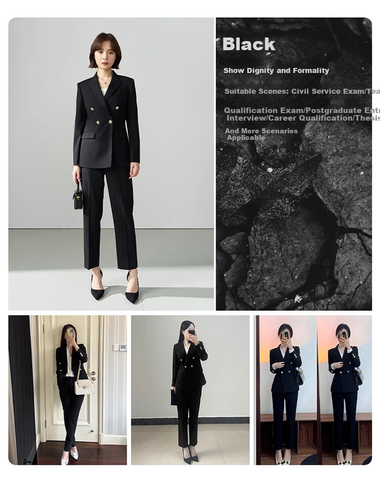 Bodexiaojie Navy Blue Professional Suit Jacket for Women, Slim Fit Elegant Formal Wear for Office And College Students' Interviews 6