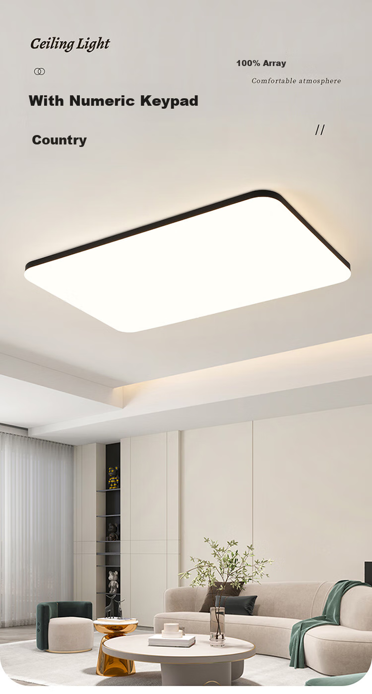 NVC Full Spectrum Eye Protection Ceiling Light, 132W, Living Room And Bedroom Smart Simple LED Fixture, Black - Langyu 1