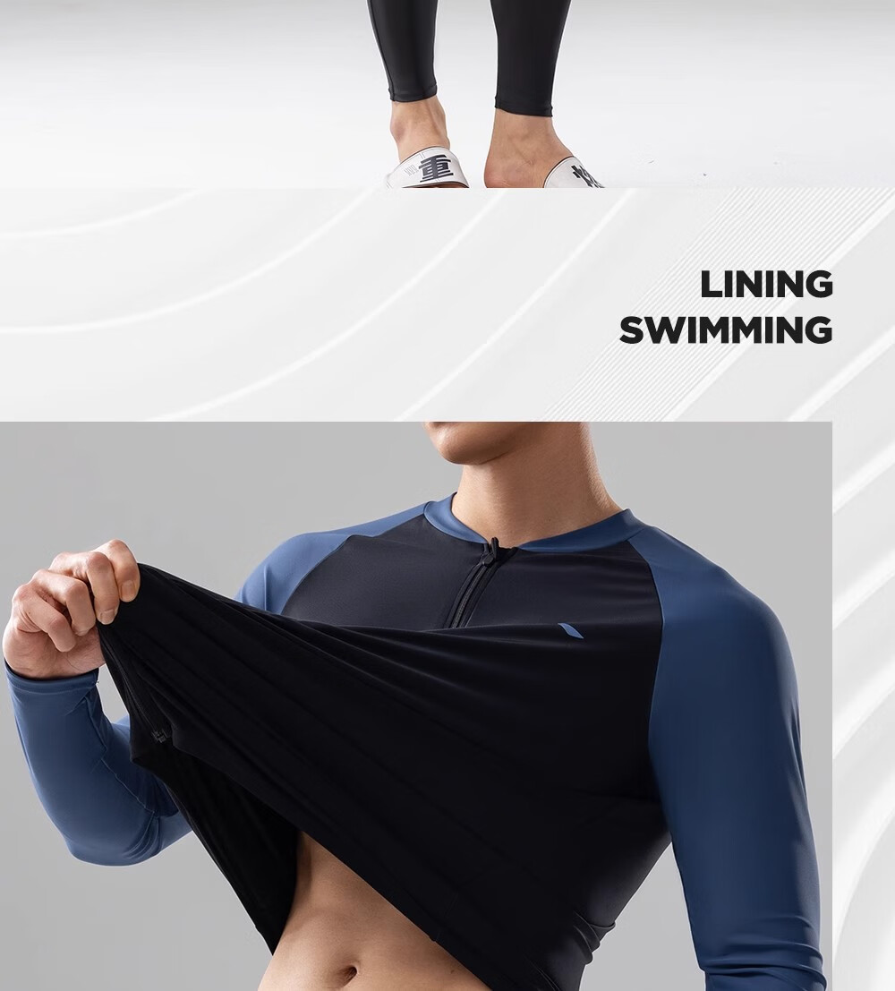 Li-Ning Jellyfish Suit Men's Swimwear Snorkeling Set Spring Autumn Warm Long-Sleeve Long Pants Large Size Swim Trunks Men Full-Body Diving Suit 19