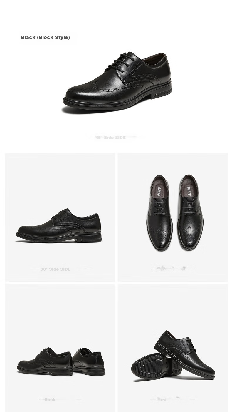 Bata Commuter Business Leather Shoes Comfortable Cowhide Men's Dress Shoes Wedding Shoes 25002AM5 Black (Perforated) Size 38 27