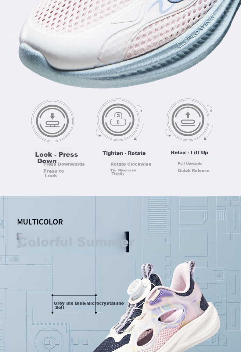 ERKE Children's Shoes, Boys' Sandals for Older Kids, Hollow Fashionable Closed-Toe Frame Shoes, Erke White/navy Blue, Size 36 18