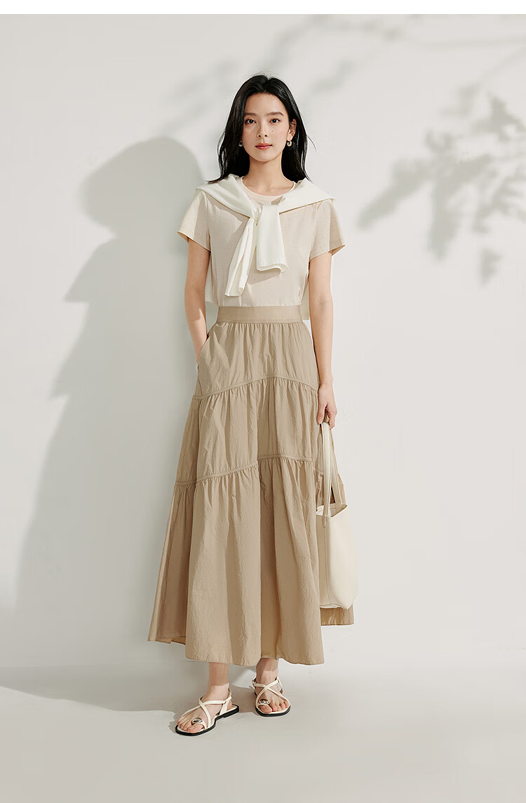 INMAN [Showroom Style] Original Yarn Sun Protection UPF100+ Pleated Skirt, Summer Umbrella Skirt, Cloud White, Size L 15