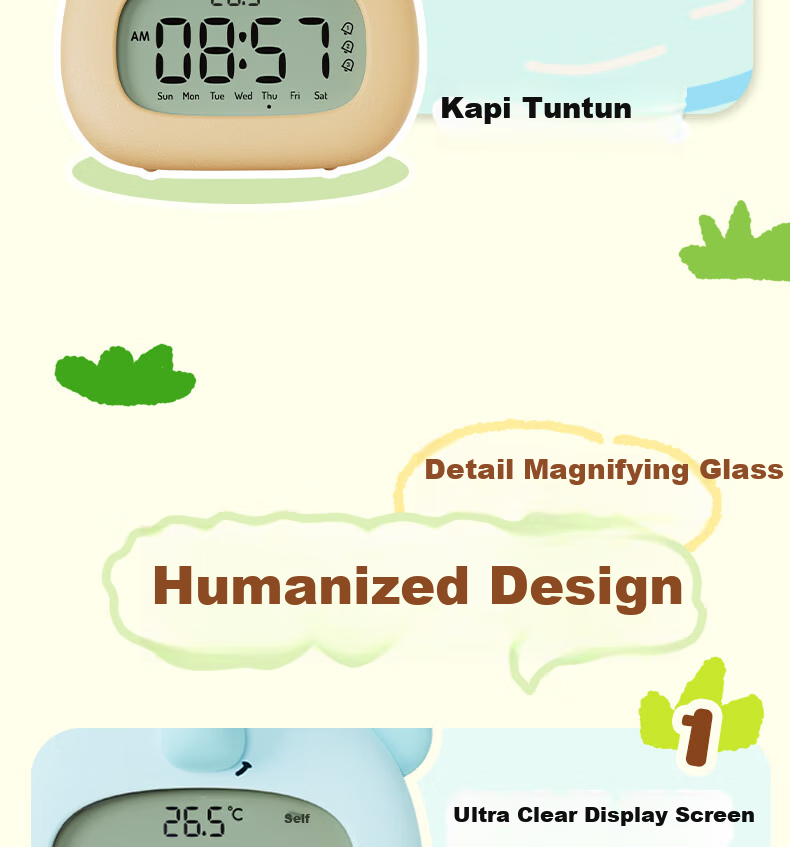 BANDIAN ORIGINALLITY Cute Smart Alarm Clock for Students' Wake-Up, Cartoon Desktop Electronic Timer for Boys And Girls, Back-To Season Gift 17