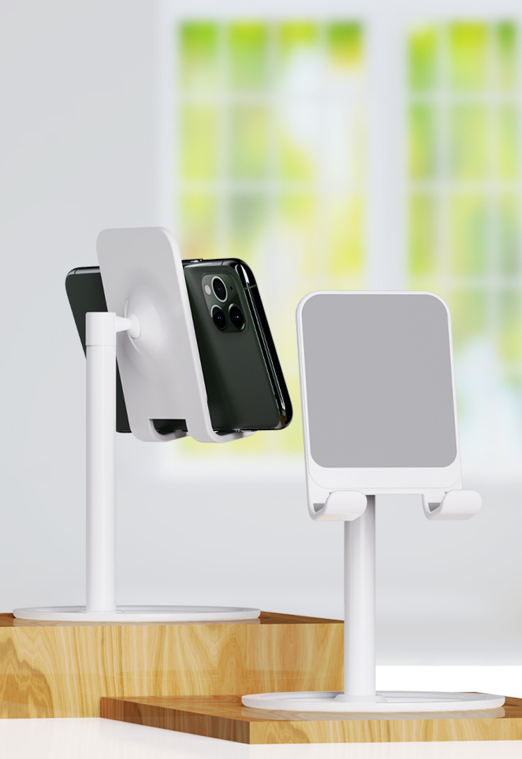 ESCASE Phone Stand Desktop, Lazy Stand Bedside Tablet Support Riser for Live Streaming, Internet Celebrity, TV Watching, Office Use, Portable Universal Apple Android Phone ES-05S Silver White 9