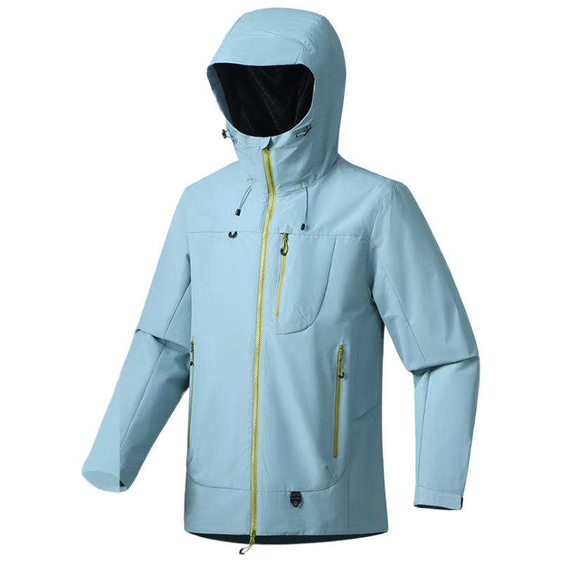 JEEP SPIRIT Outdoor Hooded Waterproof Windproof Mountaineering Jacket Men Women Autumn Winter XS Kale Blue Gray