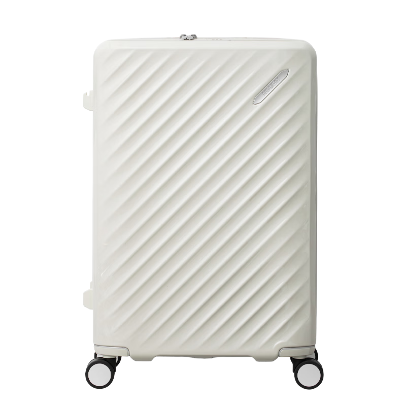 AMERICAN TOURISTER Luggage, 20-Inch Trolley Suitcase, High-Gloss Case, Travel Suitcase, Business Carry-On Luggage, Student Password Lock Suitcase, NN7 White