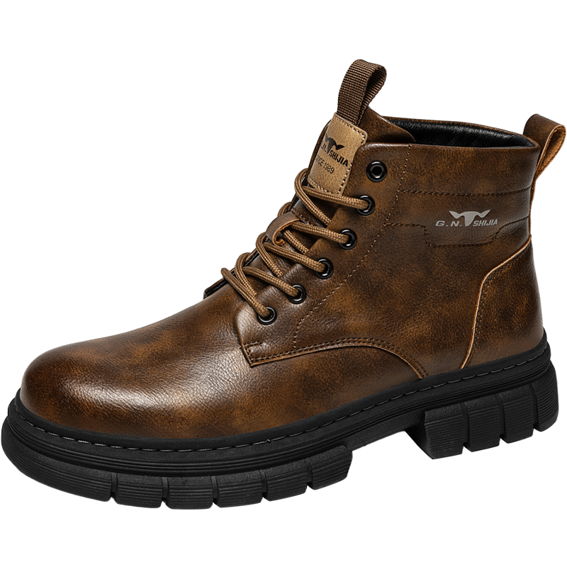 Bull Family Men's Shoes Spring Autumn New British Style Martin Boots Fashion Trendy Men's Work Boots Versatile Durable Shoes