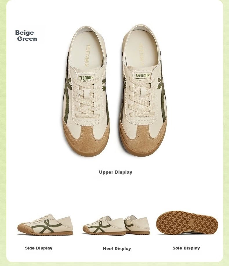 TEENMIX Women's Shoes, Flat Retro Training Sneakers, Versatile White Casual Shoes for Women, New Style 14