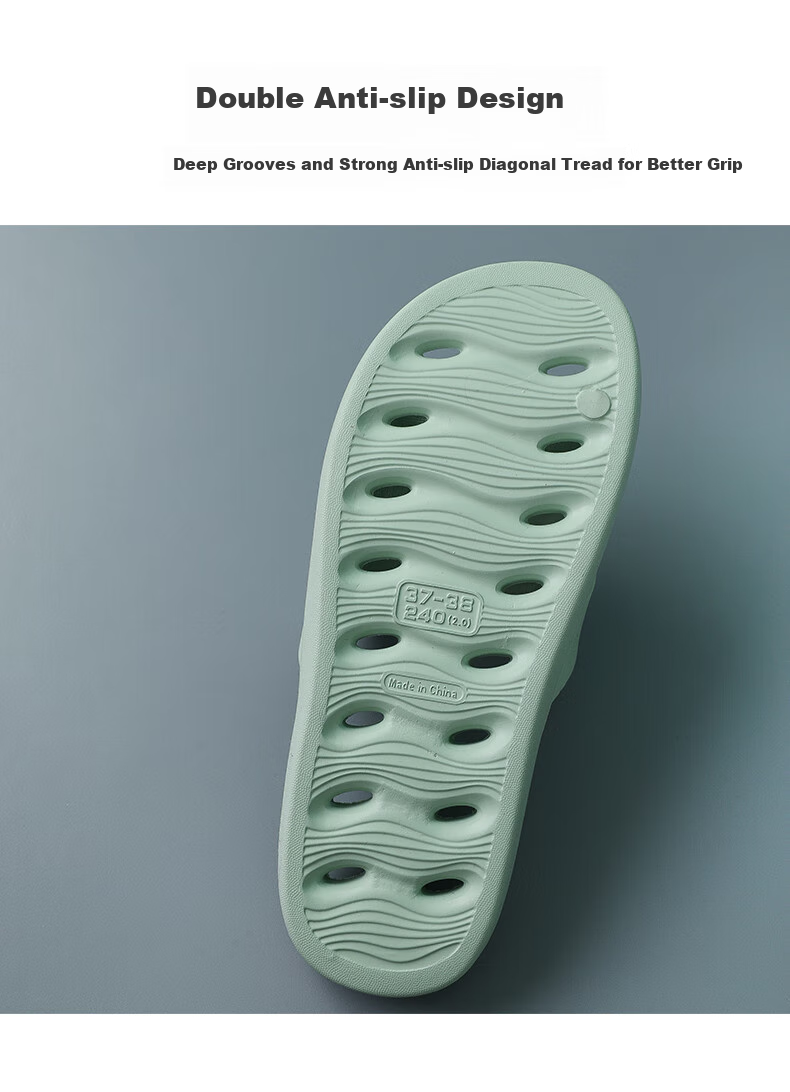 GUOLUOFEI [Size Adjustment] Bathroom Slippers for Men And Women, Summer Indoor Hollow Water-Evaporating EVA Sandals, Navy Blue, Size 41-42 10