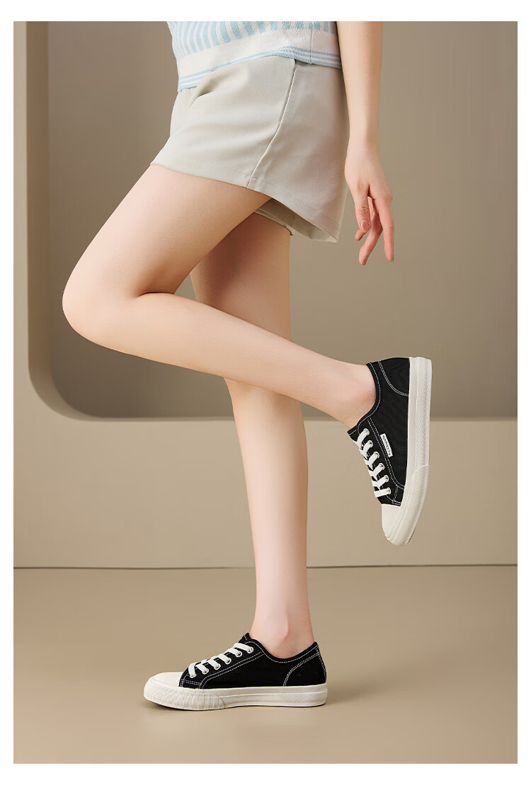 La Chapelle Women's Canvas Shoes Casual Soft Sole Lightweight Sneakers A101BR Black Size 37 11