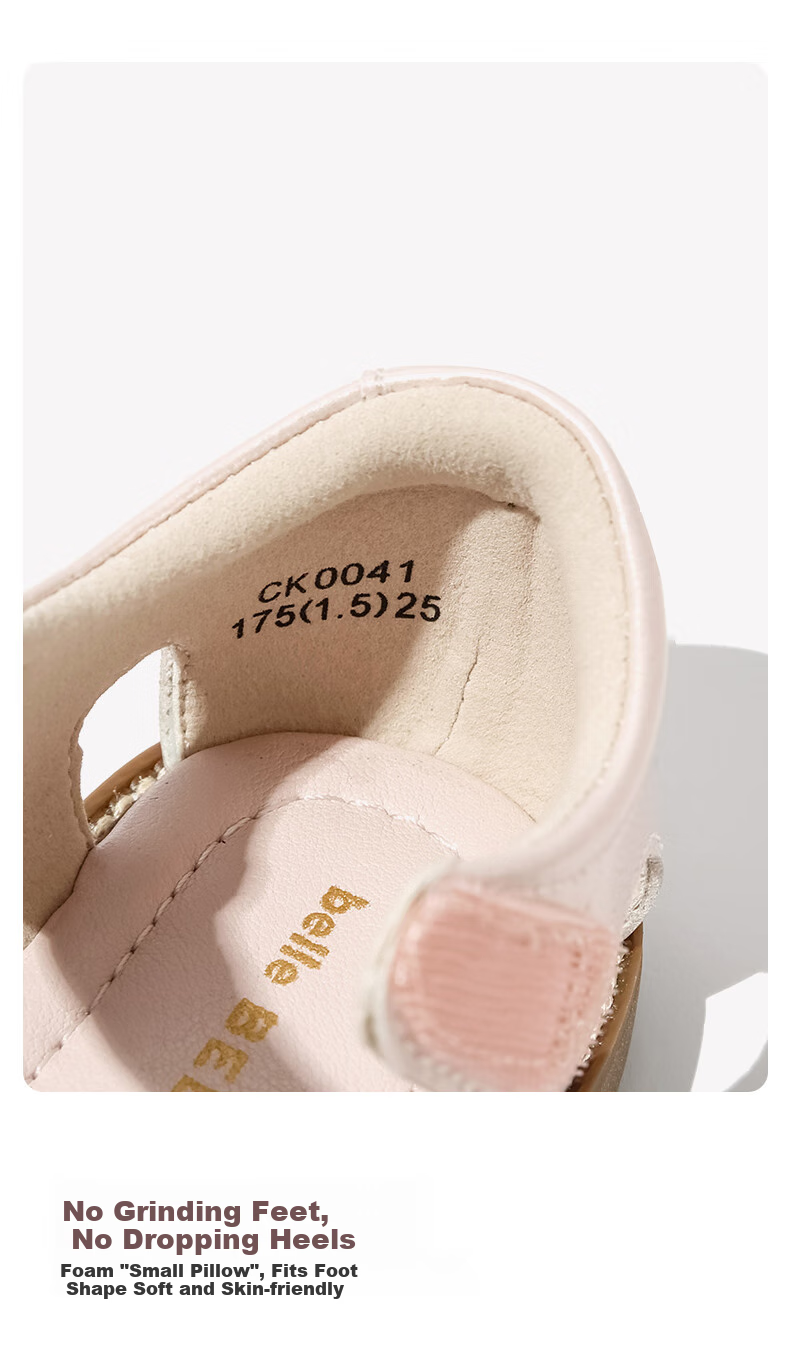 Belle Children's Shoes, Girls' Closed-Toe Sandals, Summer Kids' Crystal Princess Shoes, Baby Soft-Soled Walking Shoes, Pink, Size 30 5